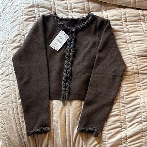 NWT Zara Brown Cardigan with Braided Detail